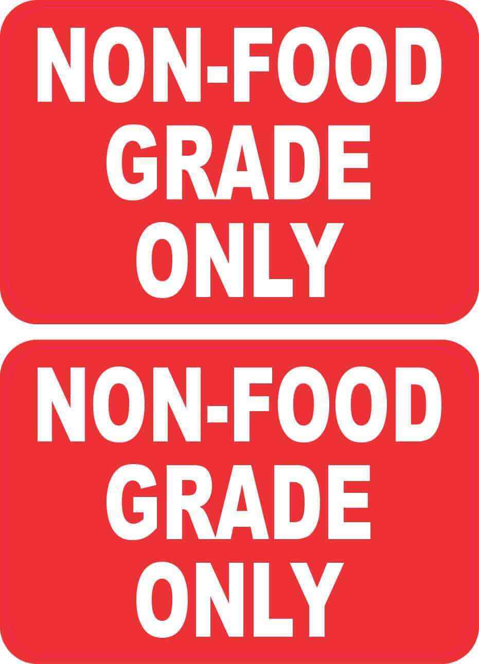 Red Non Food Grade Only Vinyl Stickers 1 sheet of 2, 3 inches x 2 inches each