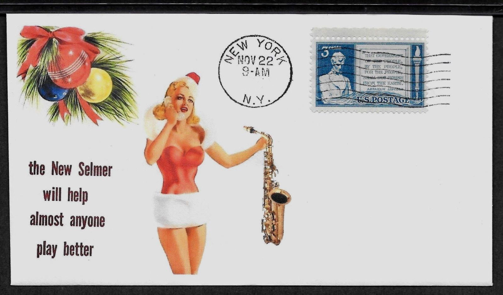 1957 Selmer Mark VI 6 Tenor & Sexy Lady Featured on Collector\'s Envelope *A202