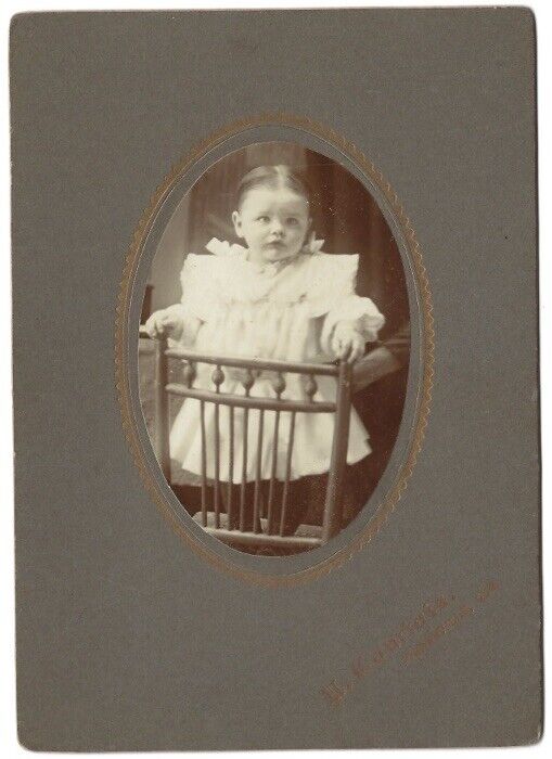 c1890 Cute Baby Girl Hidden Mother Pierreville Quebec Canada Cabinet Card RARE