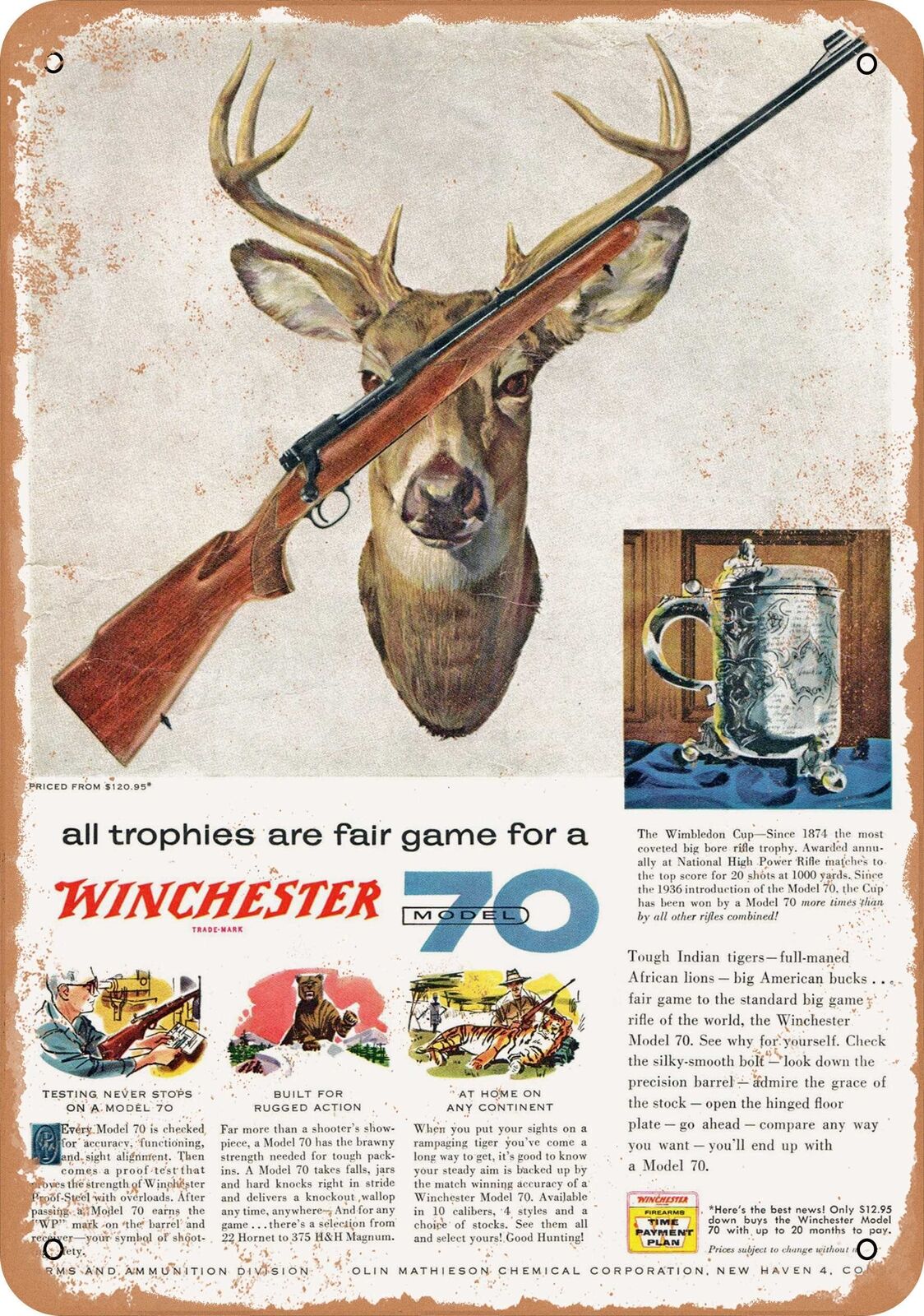 Metal Sign - 1955 Winchester Model 70 Rifles - Vintage Look