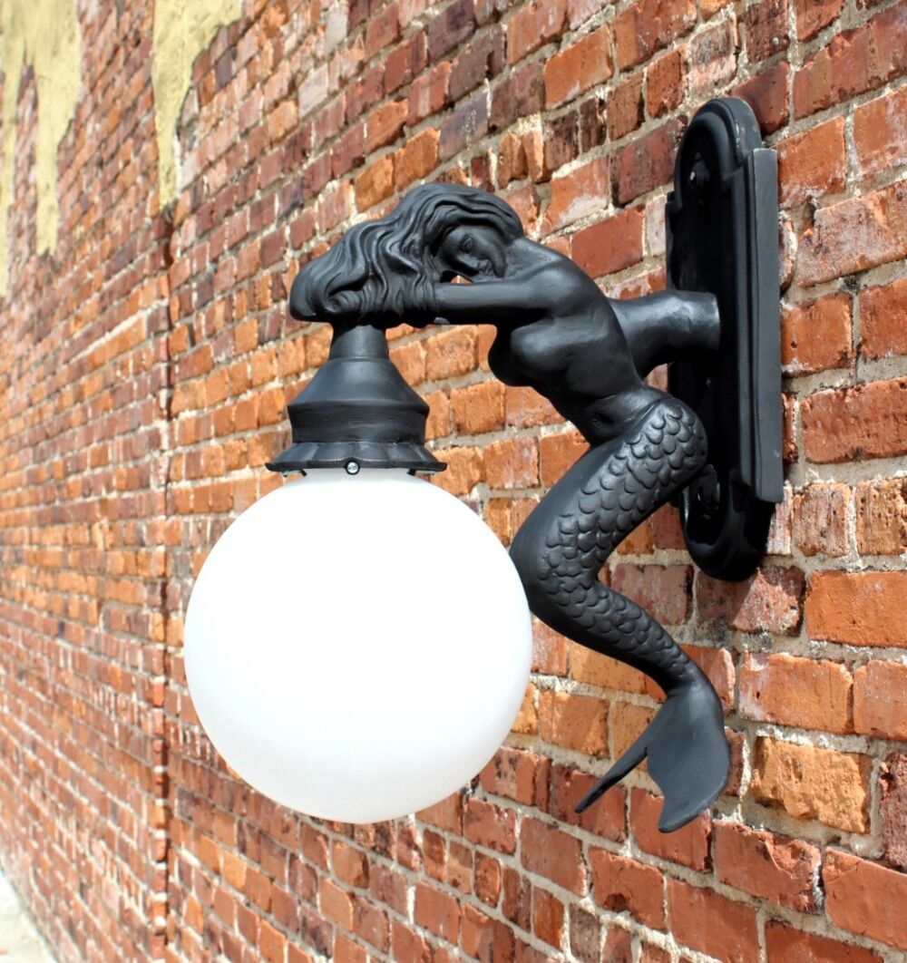 Nautical Style Mermaid Wall Sconce for Outdoor Use