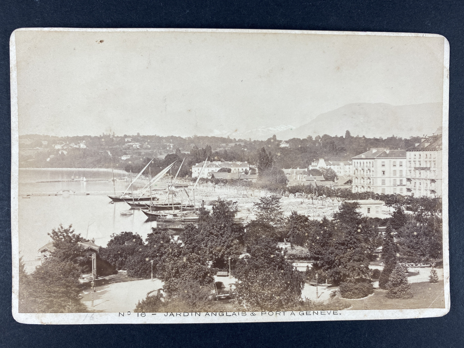Switzerland, Geneva, English Garden and Port, Photo. A.and P. Noblet Vintage Print, 