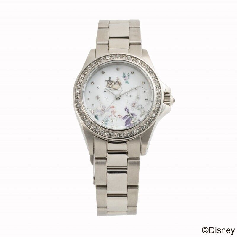 Disney Bambi Thumper Wrist Watch Silver LOV-IN Bouquet Japan