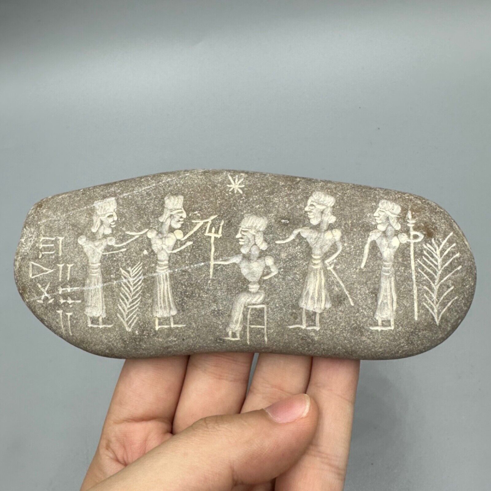 Scarce Long Late Sumerian Civilization Royal Scene Engraved Stone