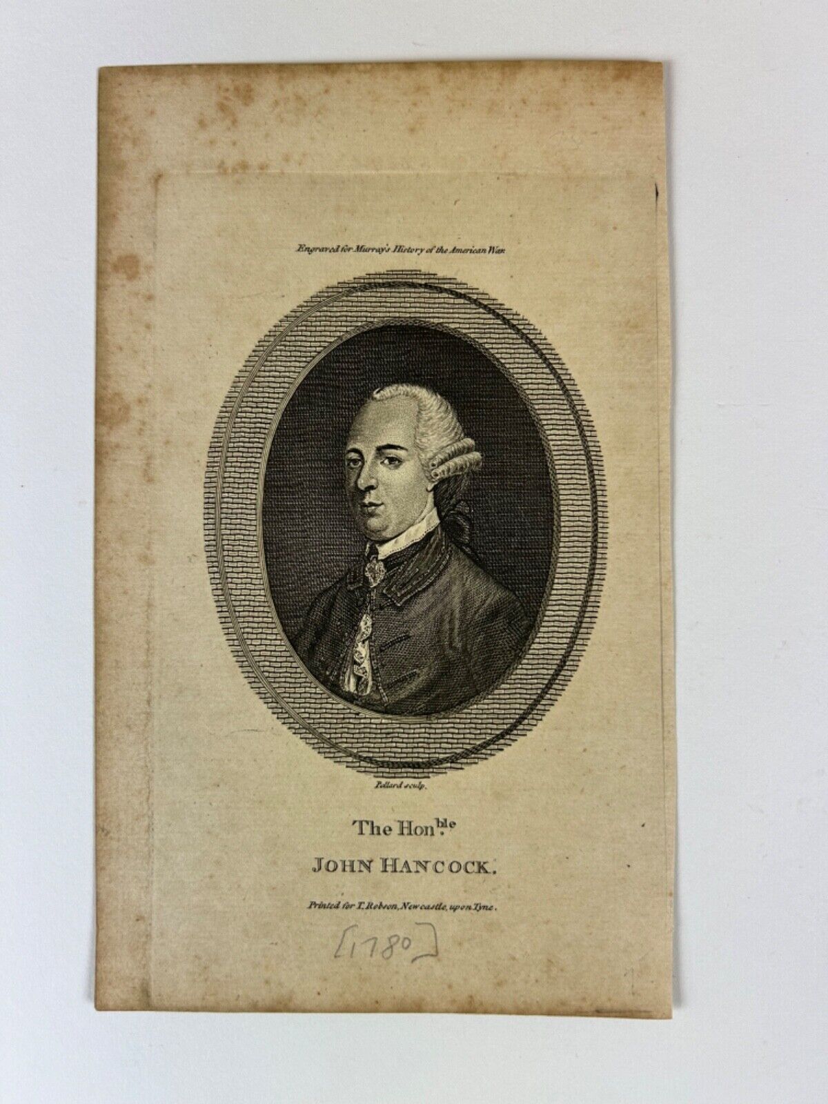 1780 John Hancock Revolutionary War Engraving