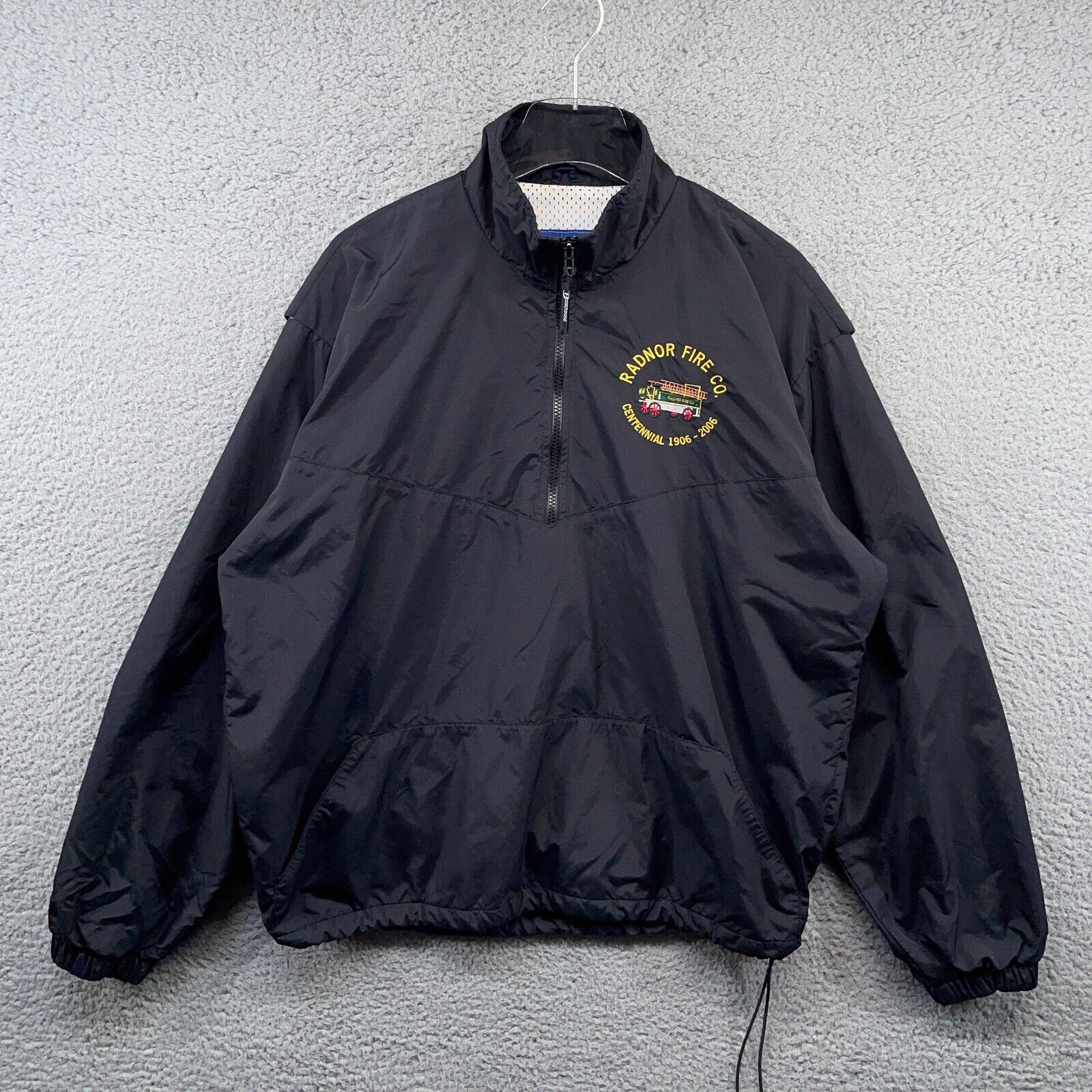 Vintage Radnor Fire Co Jacket Mens Large Black EMS Rescue Centennial Wayne PA