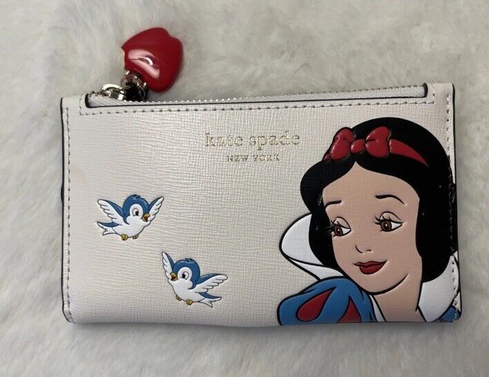 Disney X Kate Spade Snow White Small Slim Bifold Wallet w/ Charm - Brand New