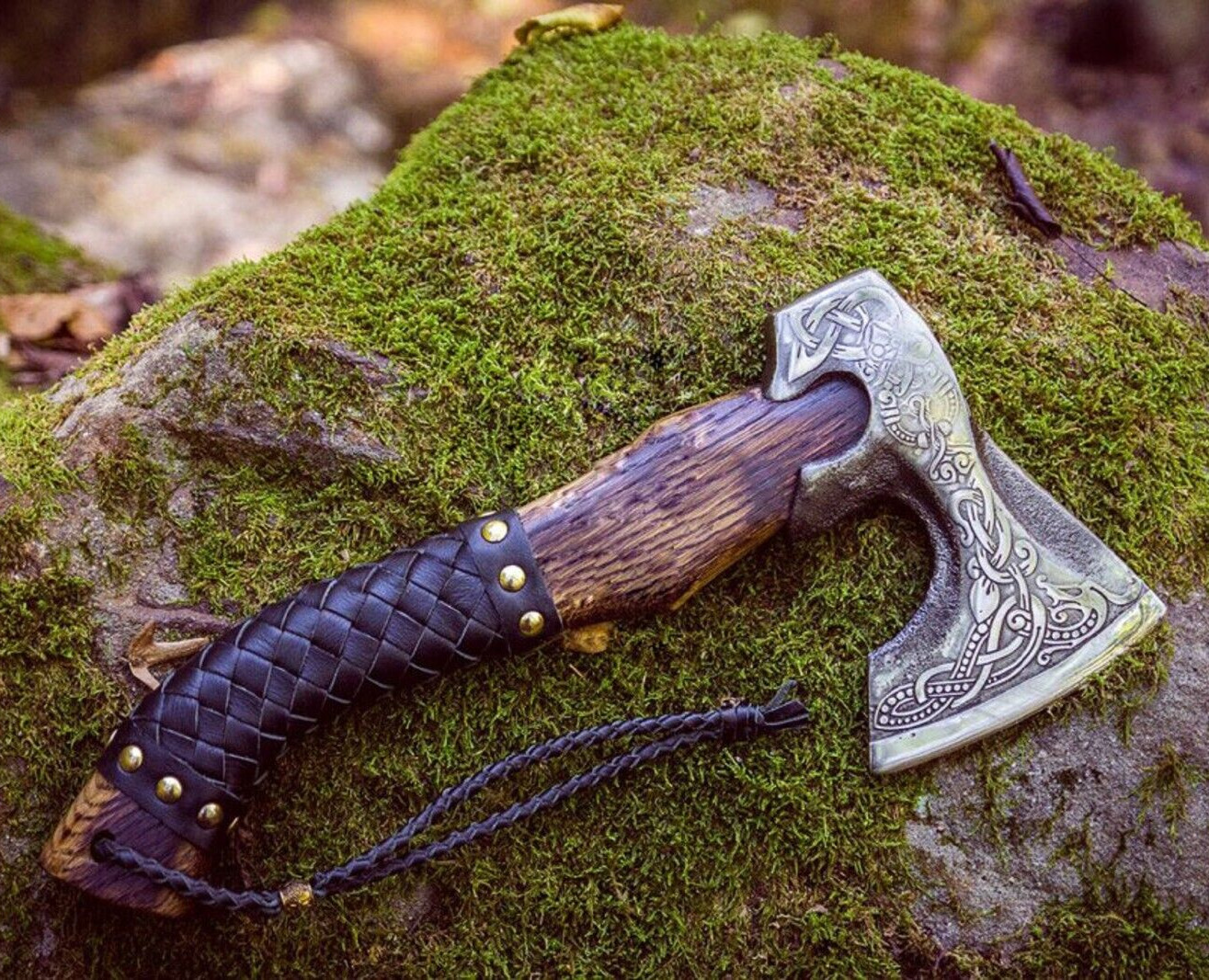 Medieval Viking Axe, Custom Handmade High Carbon Steel Throwing Axe Engraved Axe