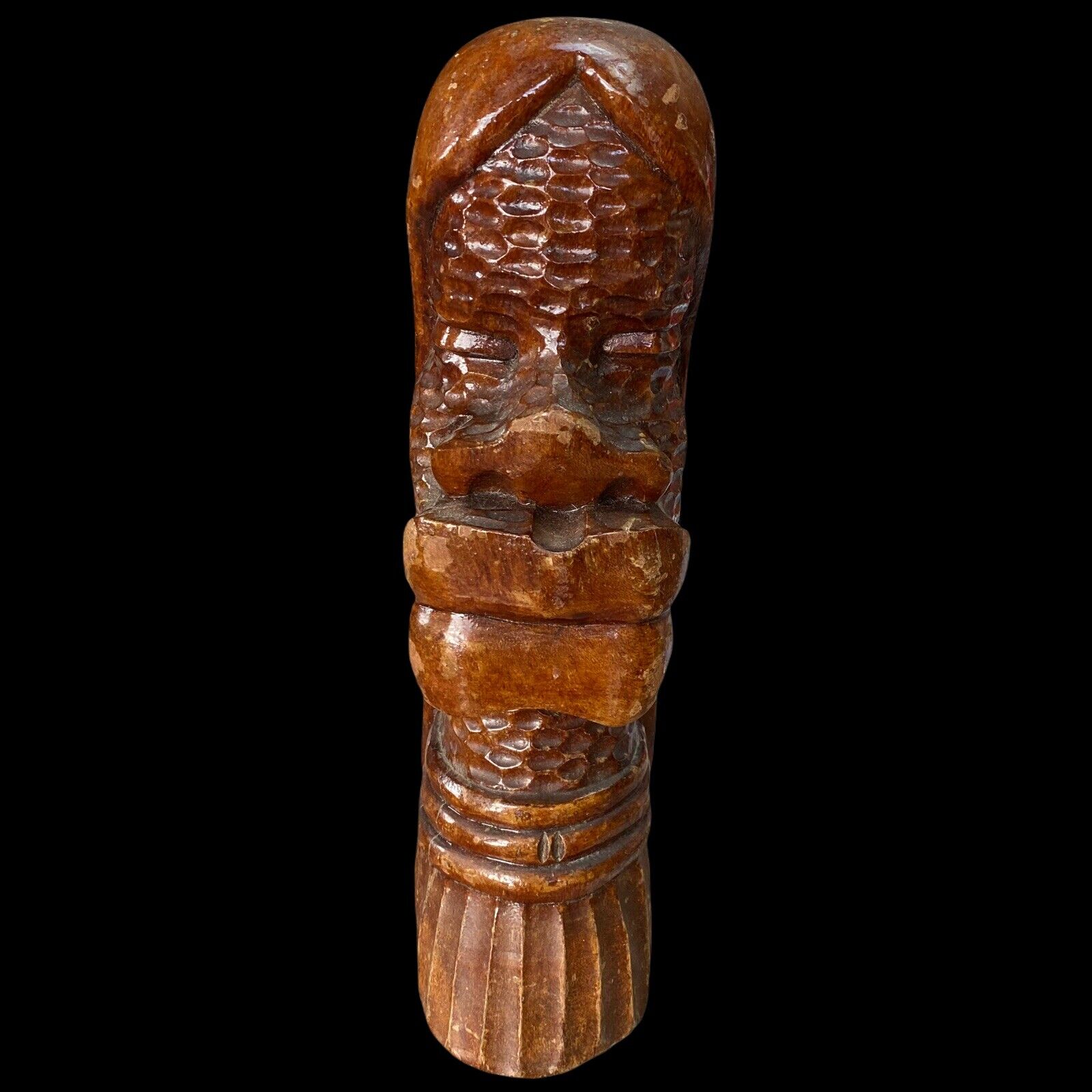 Vtg Folk Art African Wood Hand Carved Bust Head Primitive Statue Figure