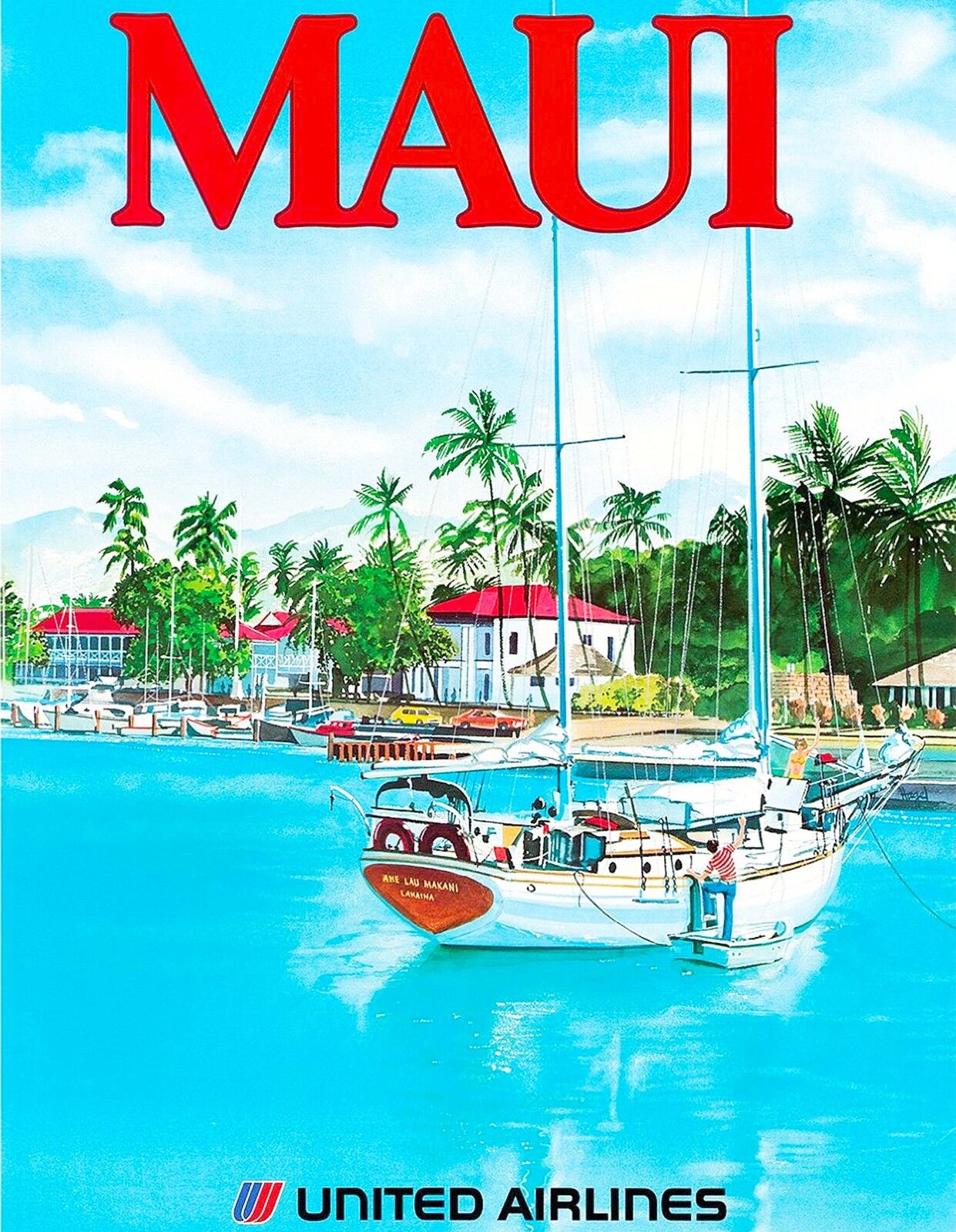 1960s Maui Hawaii Hawaiian Beach United States Travel Advertisement Art Poster 2
