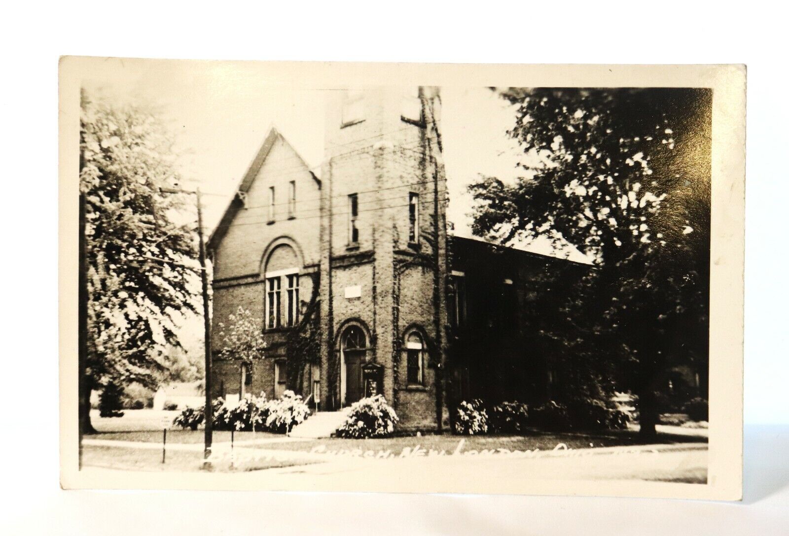 RPPC 1915-30 Baptist Church New London Ohio Real Photo Postcard