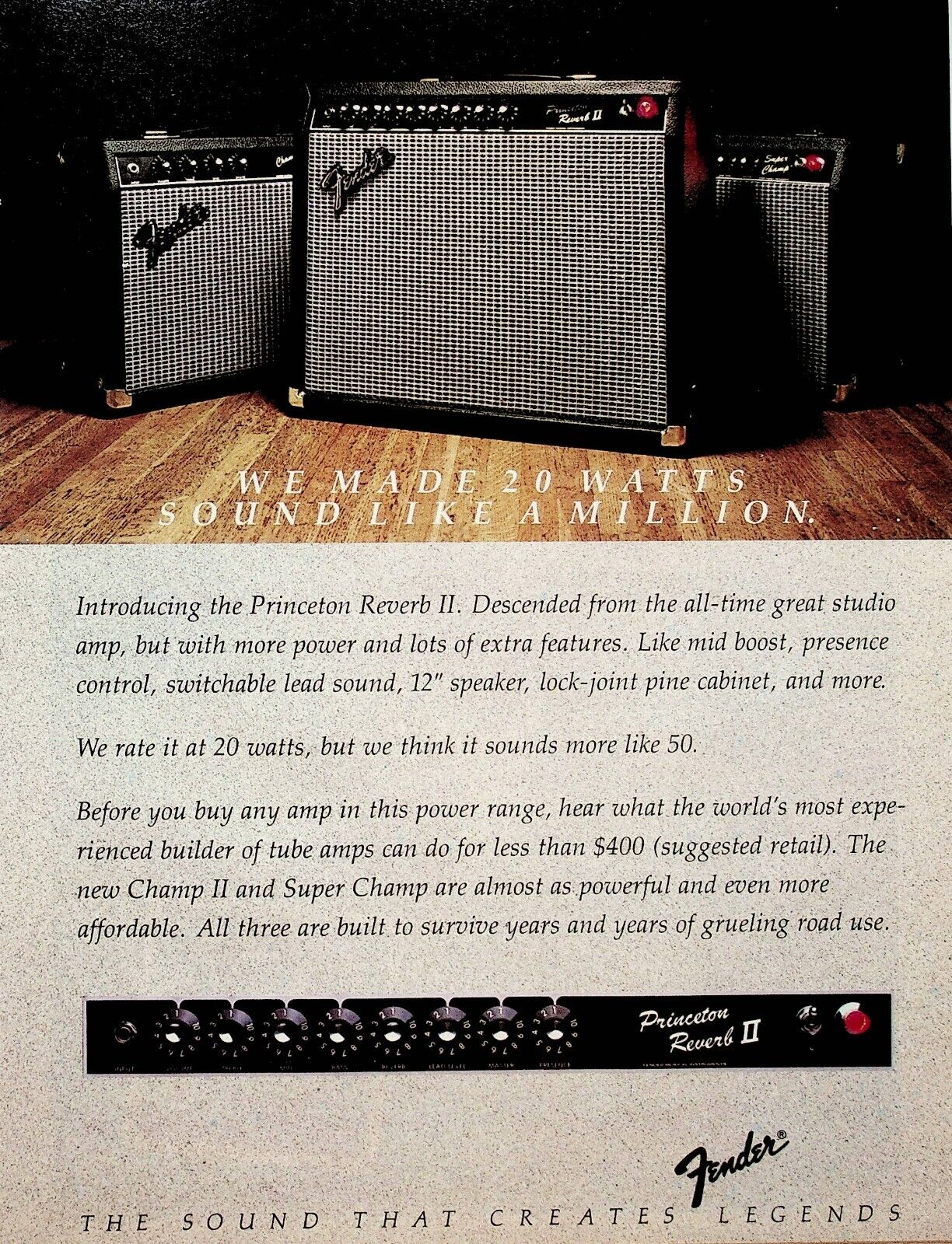 1982 Fender Princeton Reverb II Guitar Amplifier - Vintage Ad