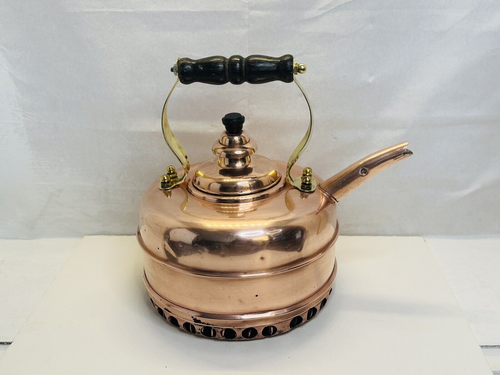 Vintage Simplex England Solid Copper Whistling Tea Kettle With Coil REGd 786743