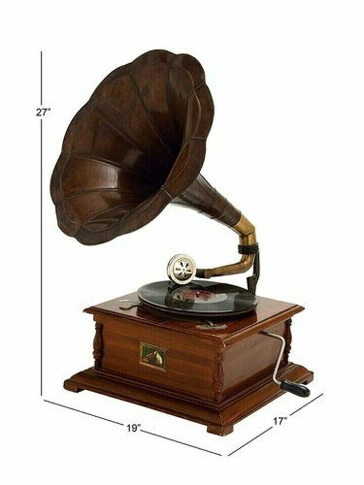 Antique HMV Fully Functional Gramophone Working Replica Vinyl Record Player Deco