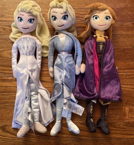 2 Elsa The Snow Queen & Anna Plush Stuffed Toy Doll Frozen 2 Disney Store 18in