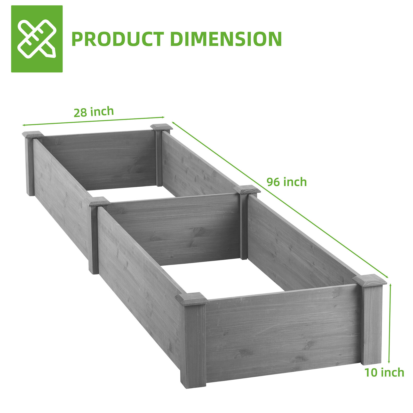 Raised Garden Bed Long Elevated Wooden Planter Box for Outdoor Plants