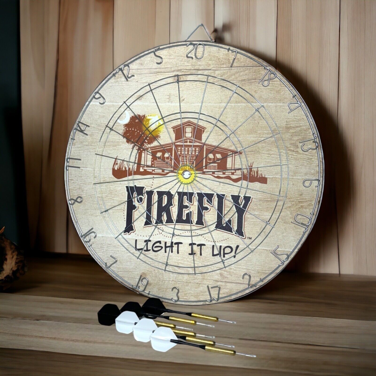 Firefly Moonshine Professional 18\'\' Dart Board NEW in Box with 6 Steel tip Darts