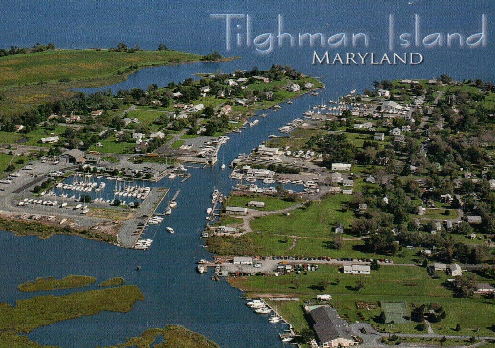 Aerial View of Tilghman Island Maryland, Eastern Shore Chesapeake Bay - Postcard