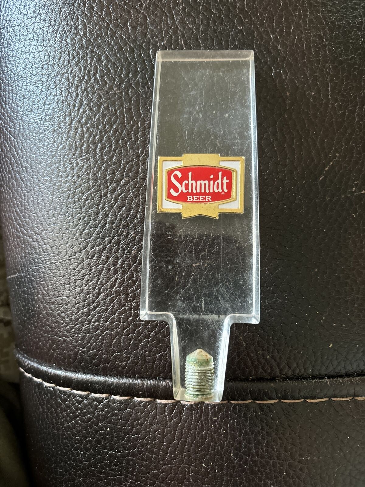 VINTAGE Schmidt Beer Acrylic 5 3/4” Tall Tap Handle Bar Beer Tapper Handle