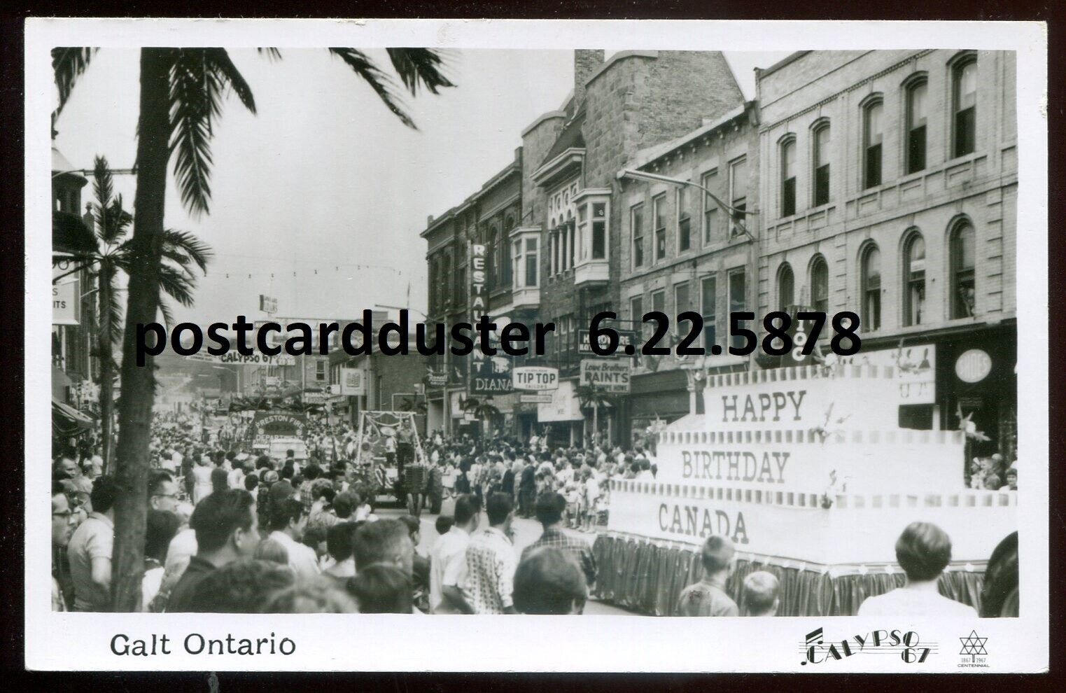 GALT Ontario 1967 Waterloo. Canada Day Celebration. Real Photo Postcard