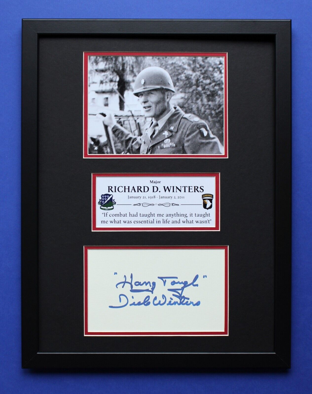 RICHARD D. WINTERS AUTOGRAPH framed artistic display WW2 Band of Brothers