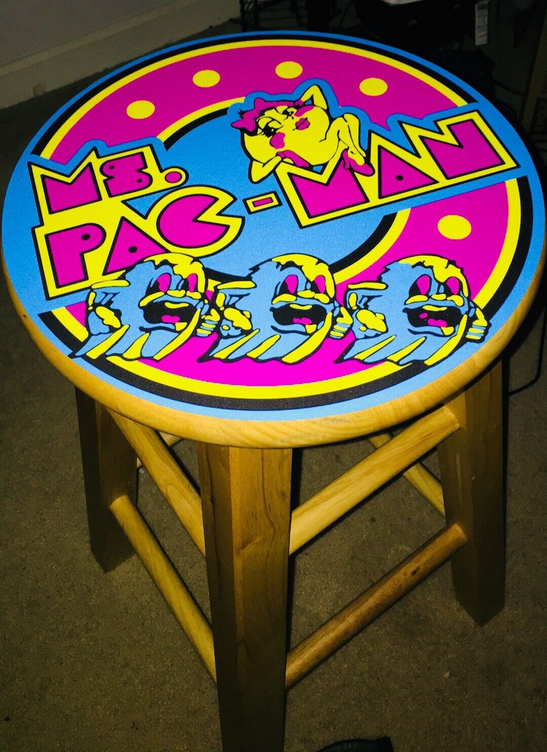 MS PAC MAN Bar Stool “Decal Only” Scratch Resistant Polycarbonate Laminate