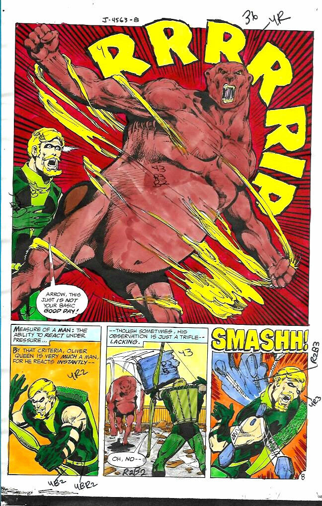 Original 1977 Green Arrow World\'s Finest 245 DC Comics color guide art pg 36:JLA