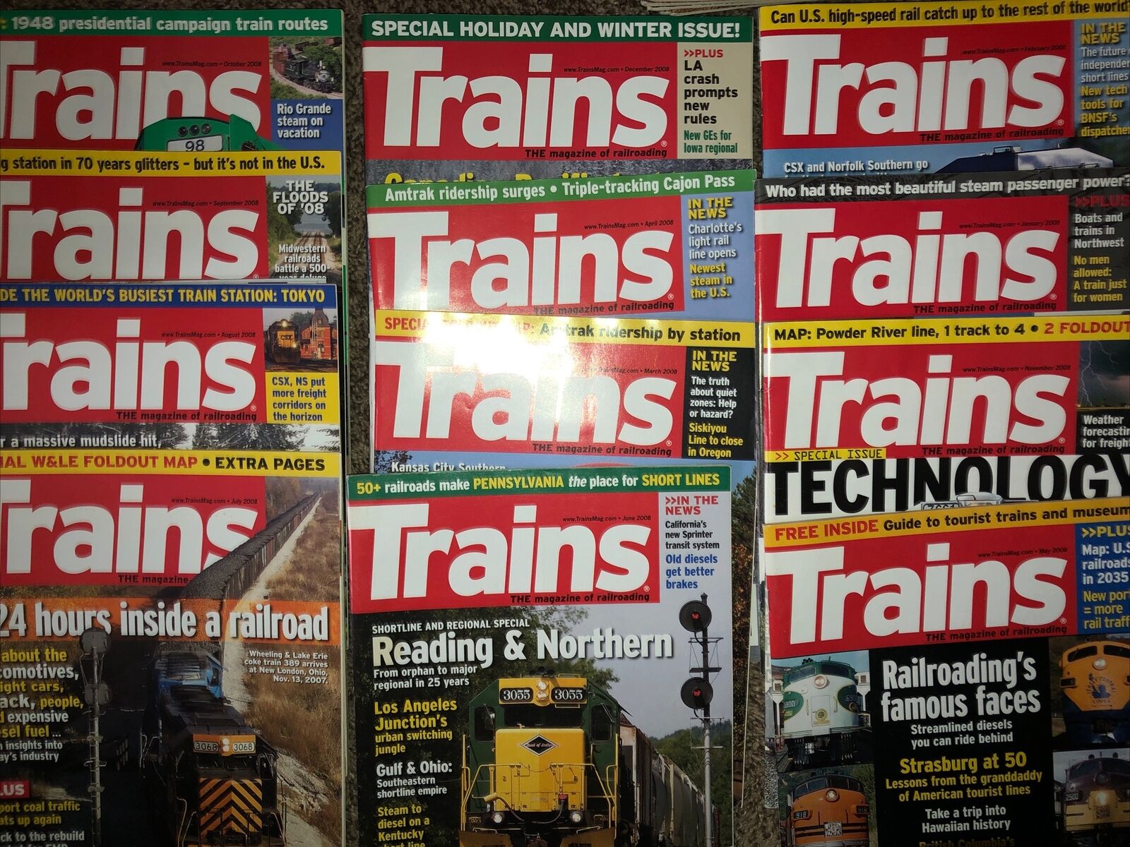 Trains 2008 Magazine 12 Issues Magazines