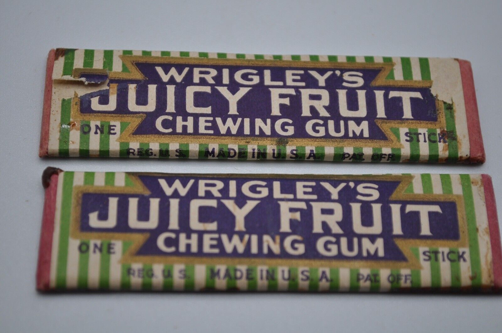 Vintage Wrigley’s Juicy Fruit Chewing Gum 2 Sticks Made in USA