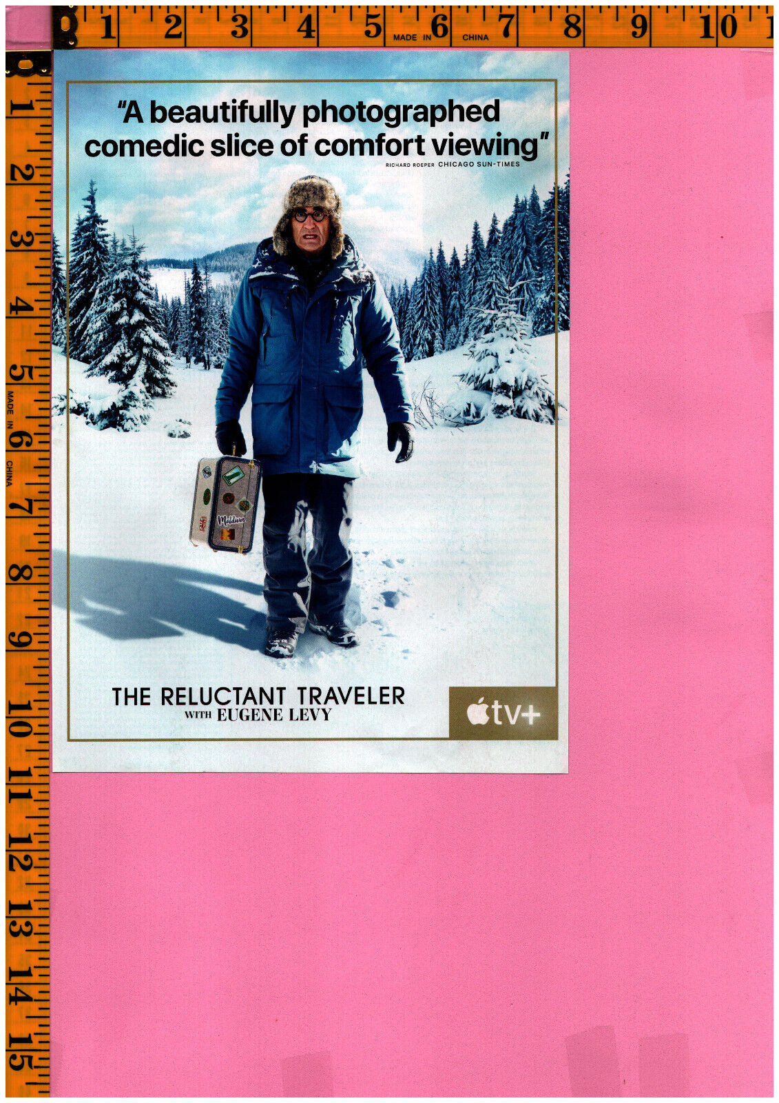 Apple TV Plus Eugene Levy The Reluctant Traveler Magazine Ad 2023 (InvoiceEE288)