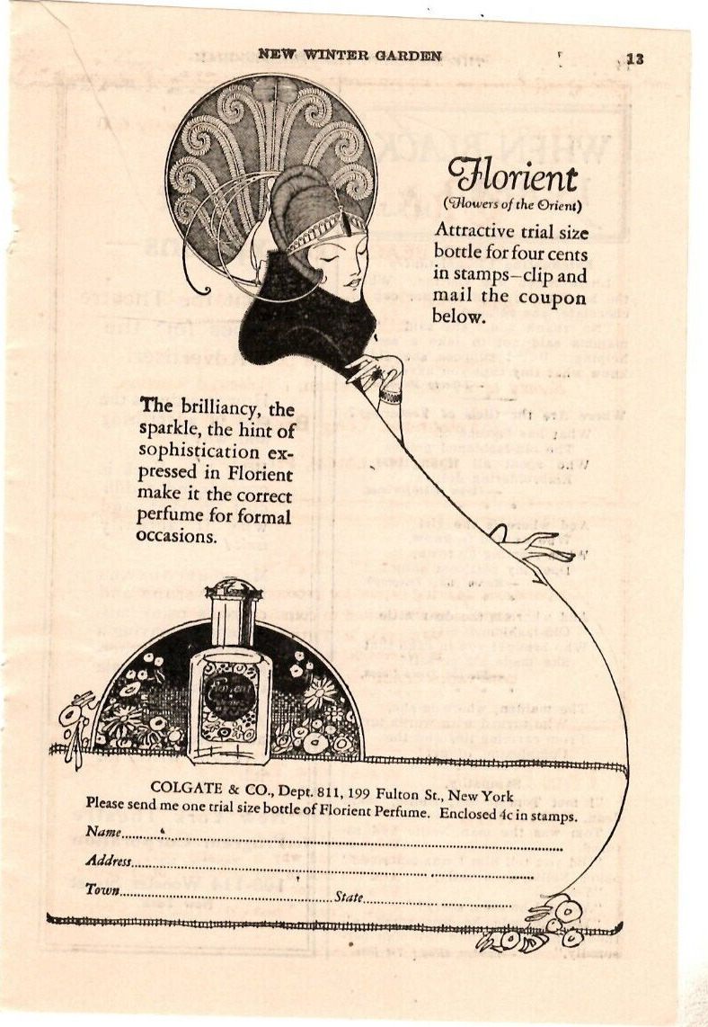 1924 Print Ad Colgate & co Florient Flowers of the Orient Perfume Trial Size