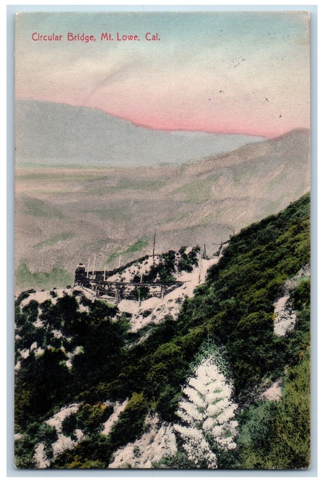 Mt. Lowe California Postcard Circular Bridge Exterior View c1907 Vintage Antique
