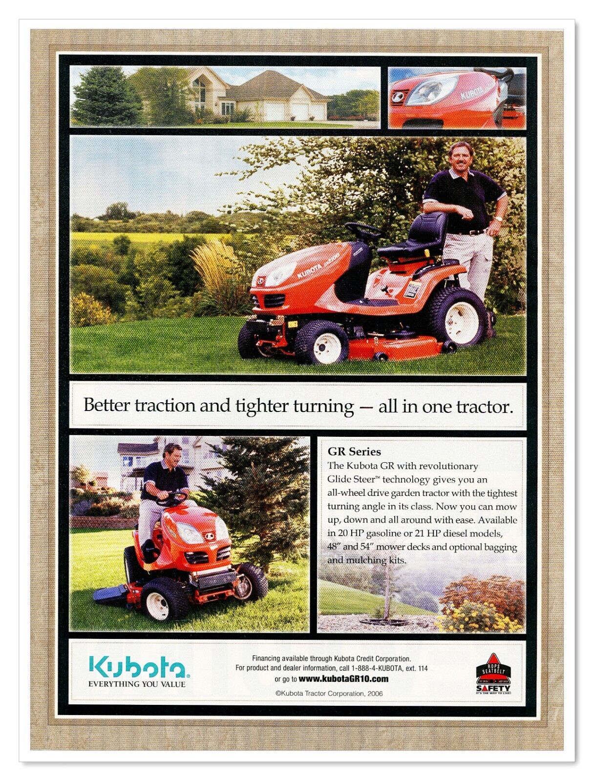 Kubota GR Series Lawn Tractor Everything You Value 2006 Print Magazine Ad