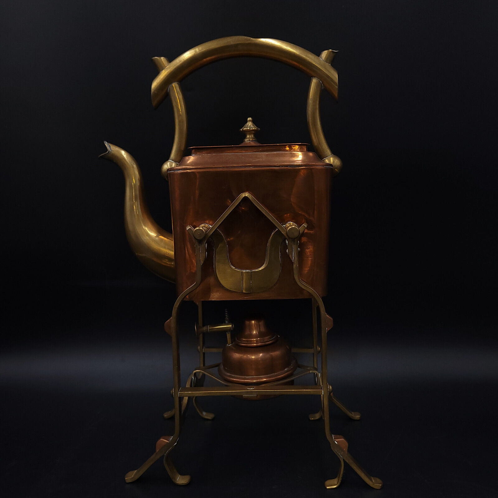 Antique GBN Gebruder Bing Nuremberg Brass & Copper Tea Coffee Pot & Burner