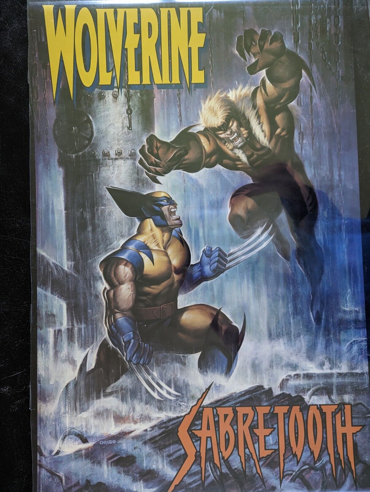 Vintage Wolverine Vs Sabertooth #140 Unused Chiodo Art 1993 22x34 Marvel Comics