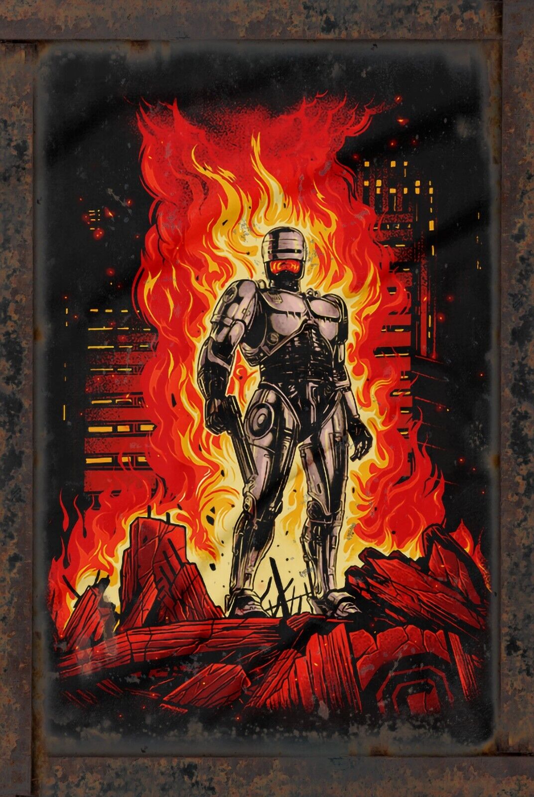 RoboCop (1987) Rustic Vintage Sign Style Movie Poster