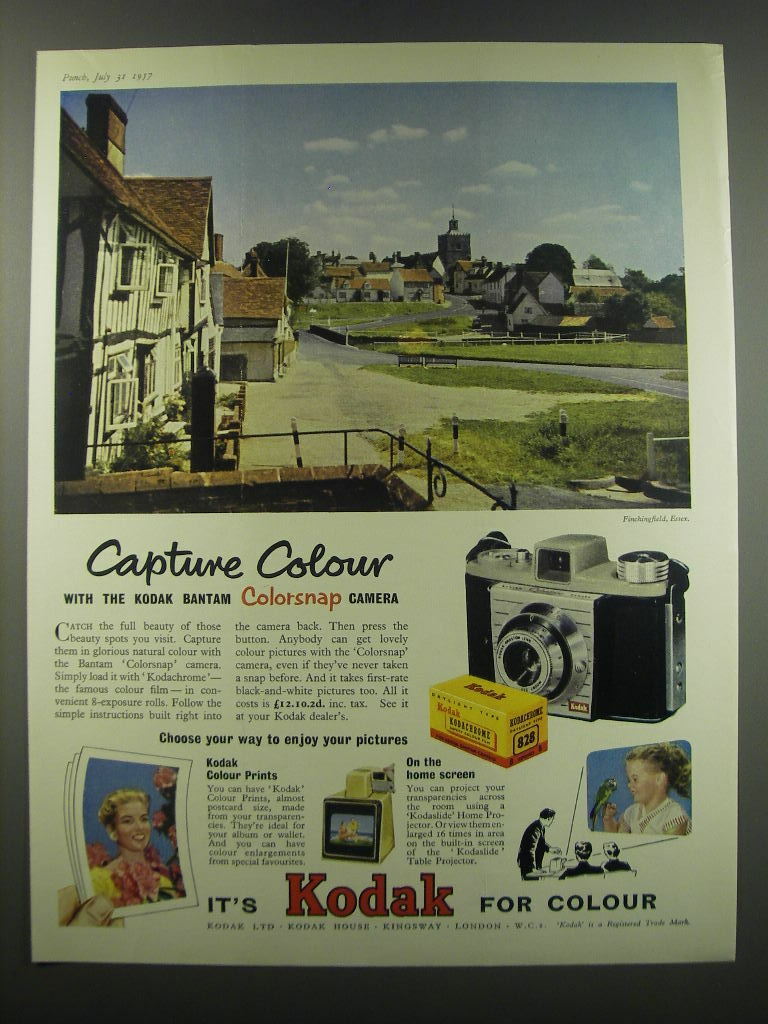 1957 Kodak Bantam Colorsnap Camera Advertisement