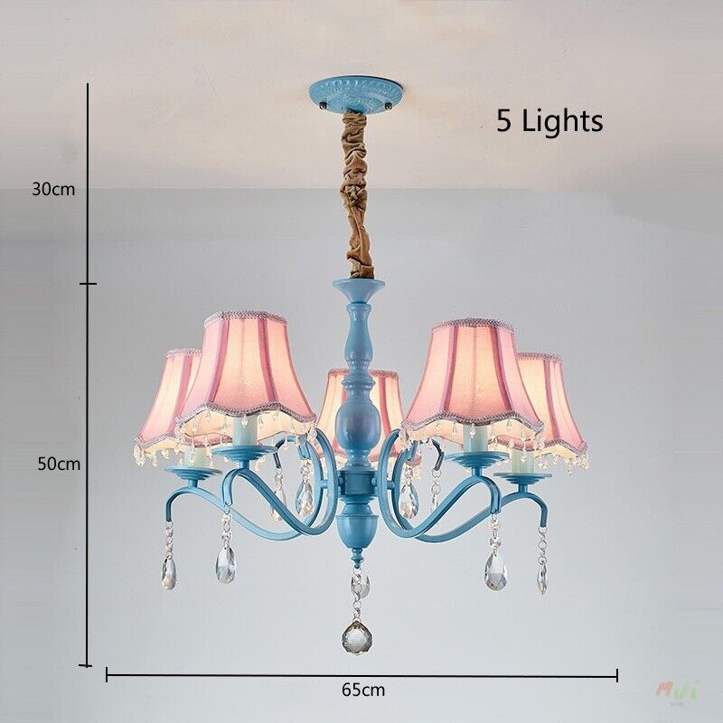 Mediterranean Style LED Blue Pendant Lamp Crystal Chandelier Ceiling Lights