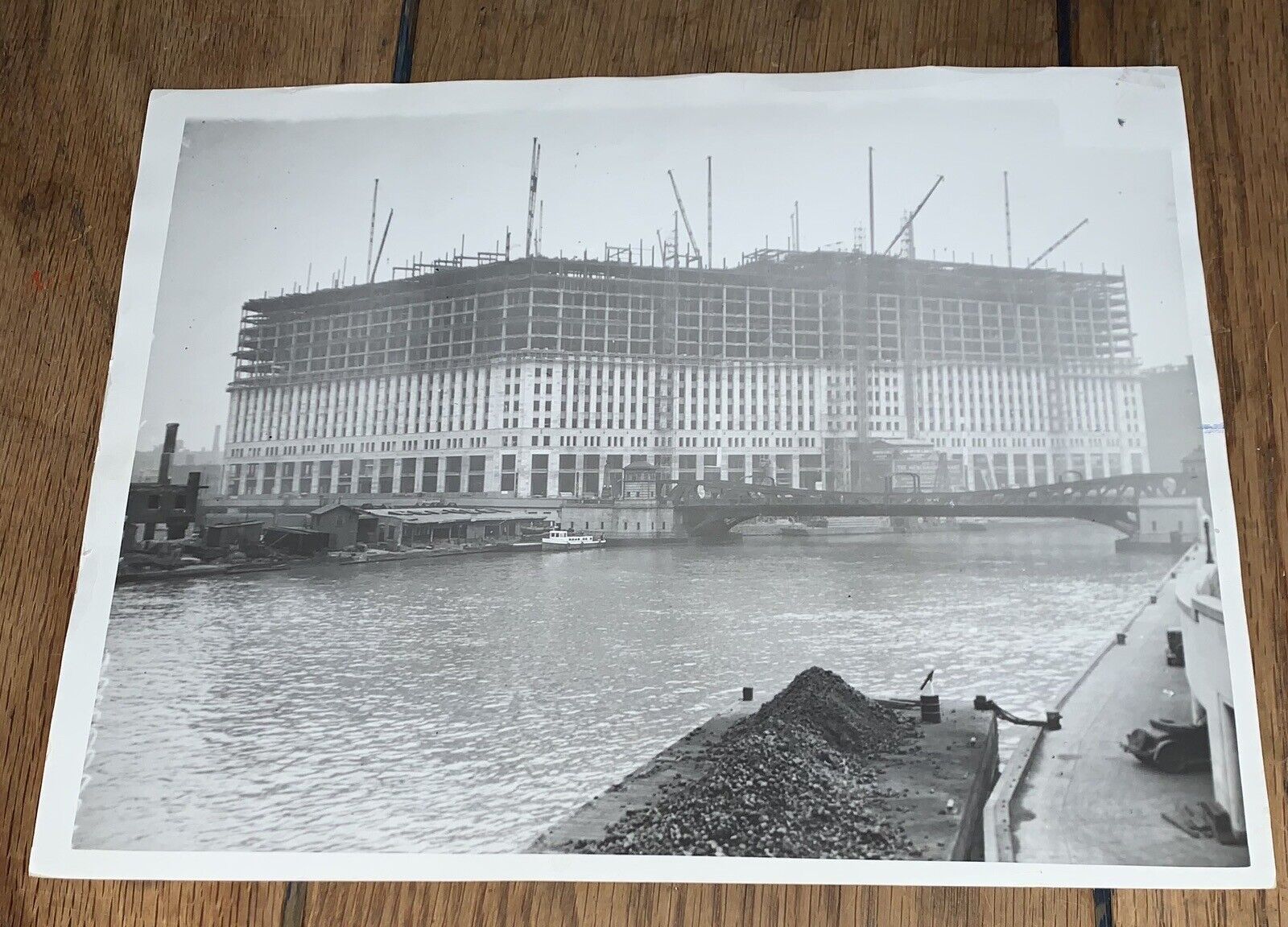 RARE VINTAGE 1929 CHICAGO MERCHANDISE MART CONSTRUCTION PHOTO 8x10 LOOK
