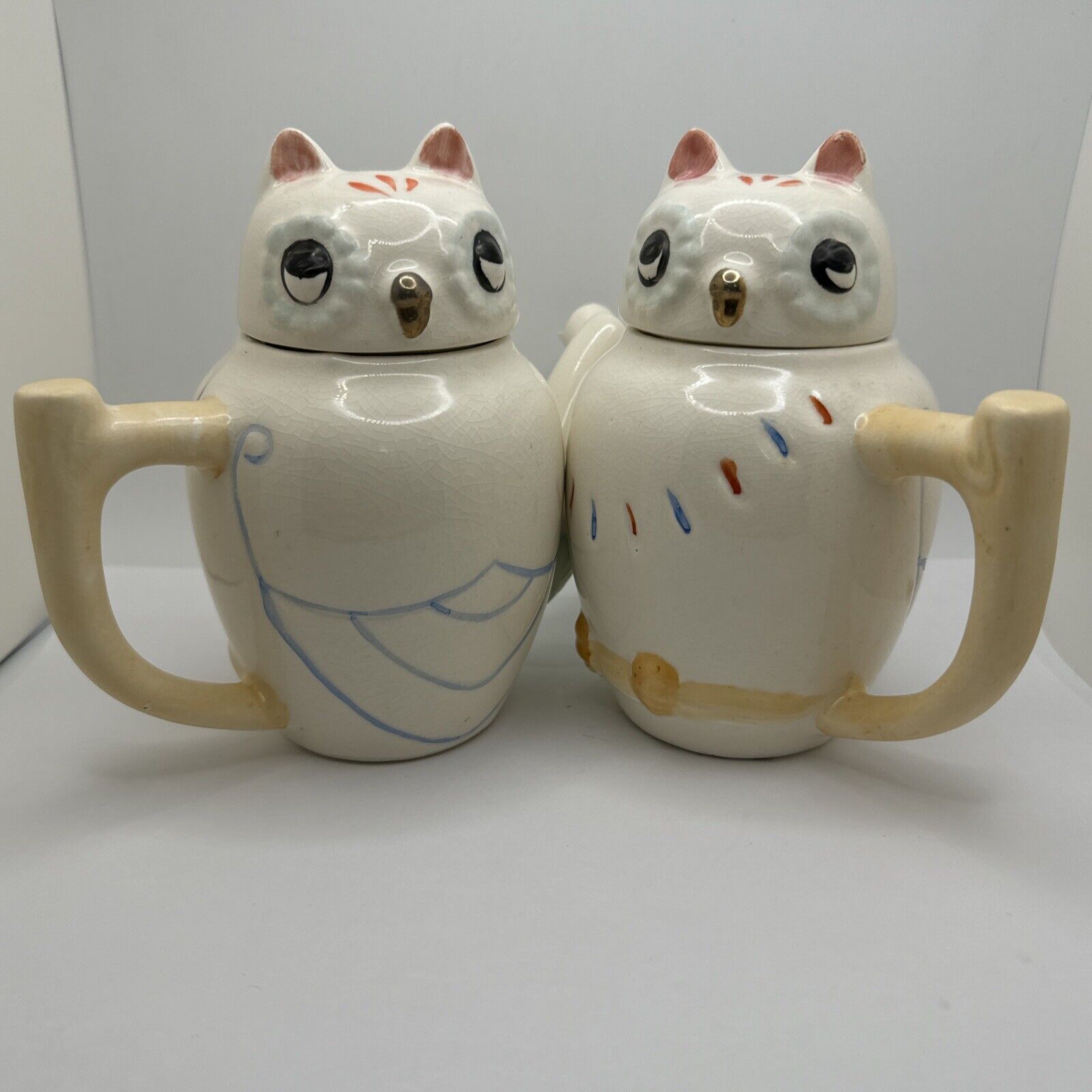 Vintage Emson 5.75” Tall Ceramic Owl 1950’S Teapot Taiwan