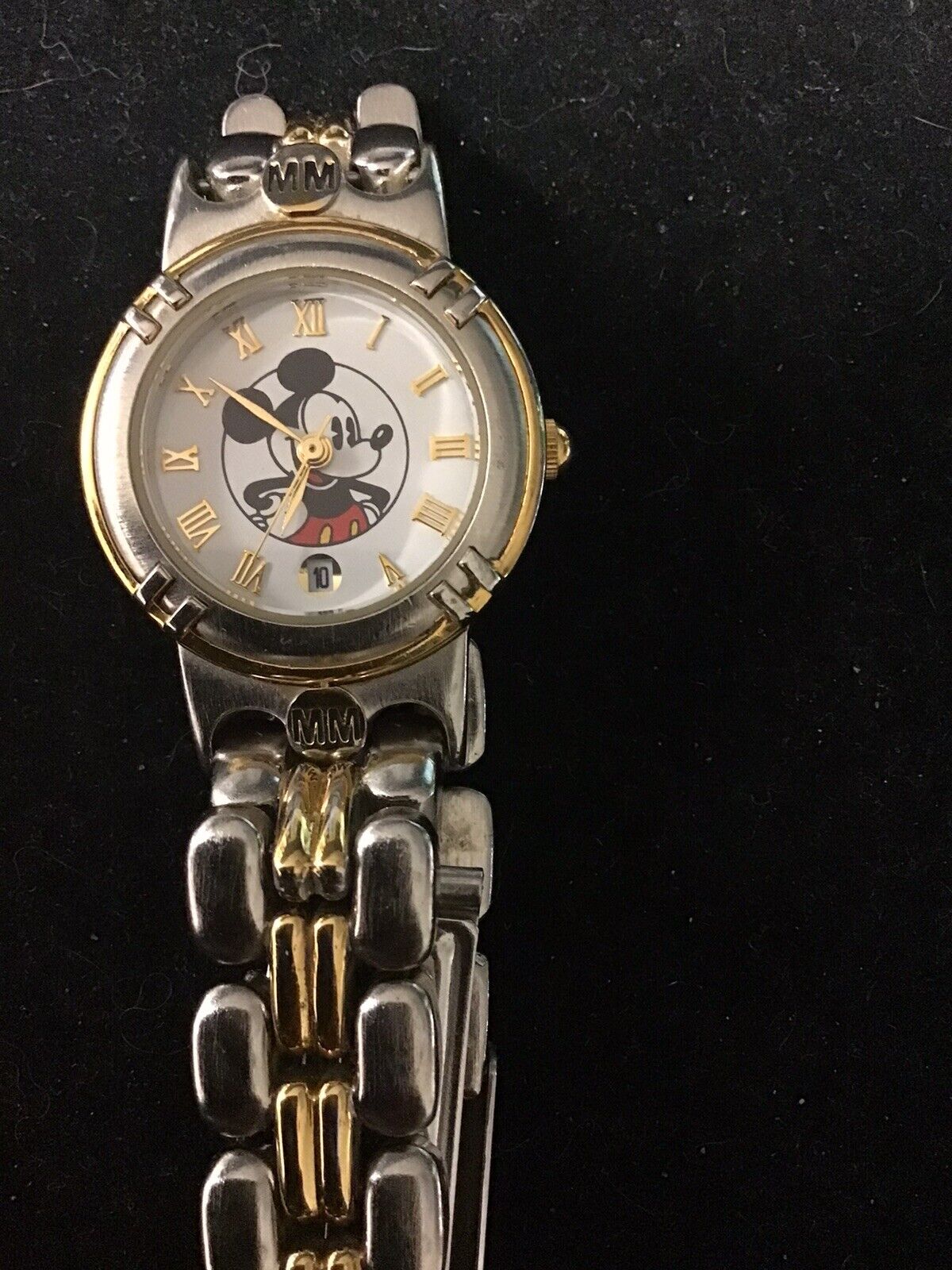 Two Tone Mickey Mouse Watch With Date Pre-owned With New Battery