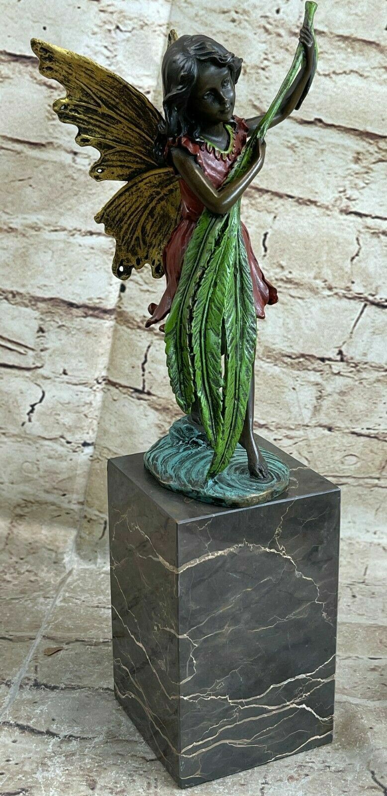 Beautiful Bronze statue - fairy/nymph goddess -marble base Figurine Artwork Sale