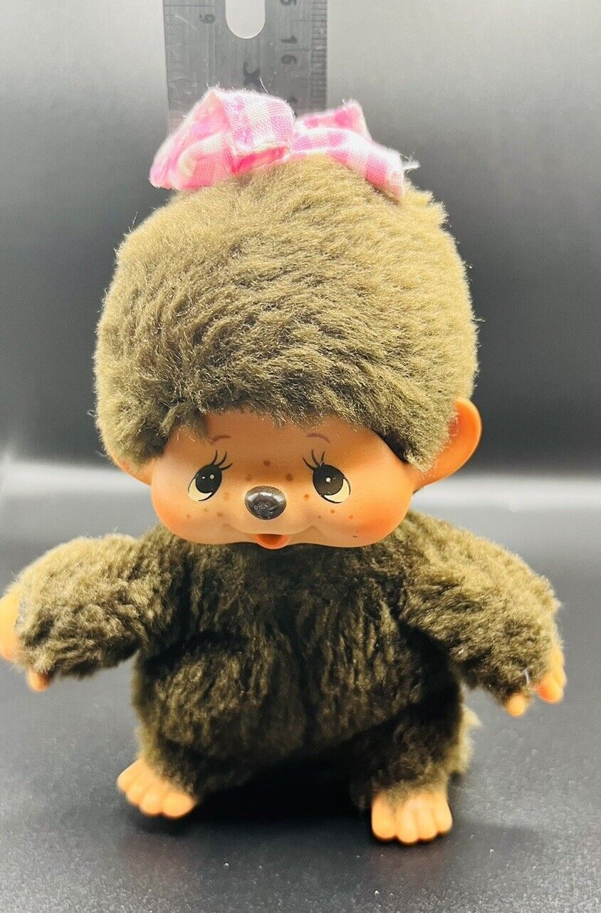 Vintage Monchhichi Monkey ￼Girl Doll Japan Sekiguchi Pacifier 1974 Plush Toy