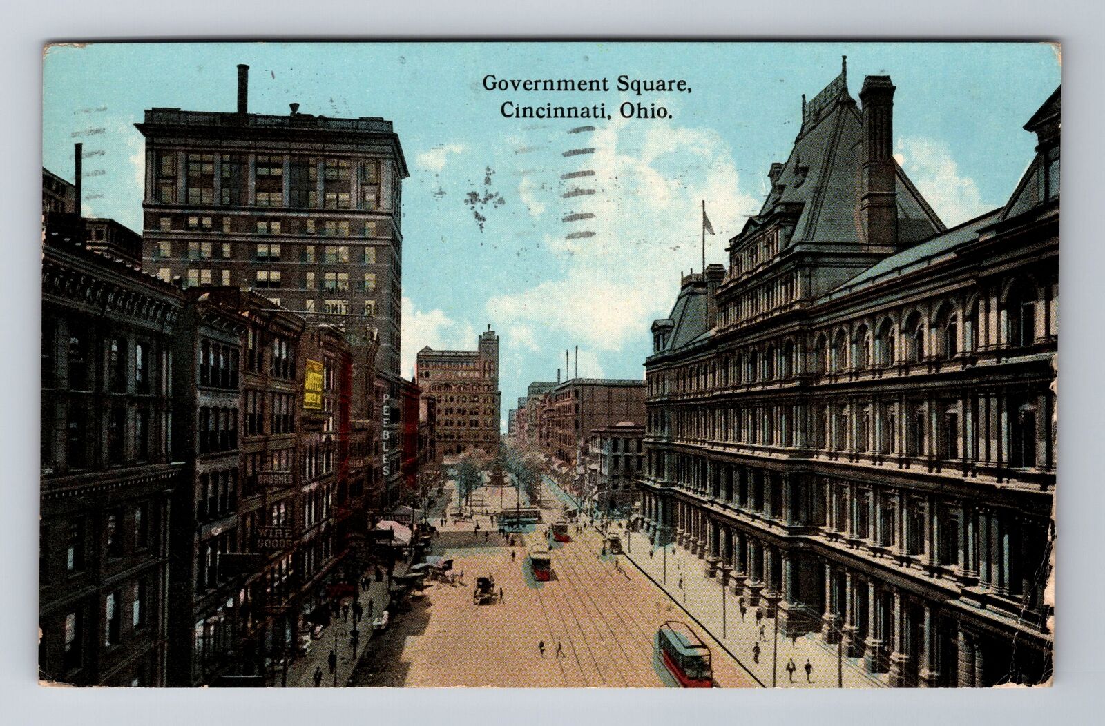 Cincinnati OH-Ohio, Government Square, c1915 Antique Vintage Souvenir Postcard