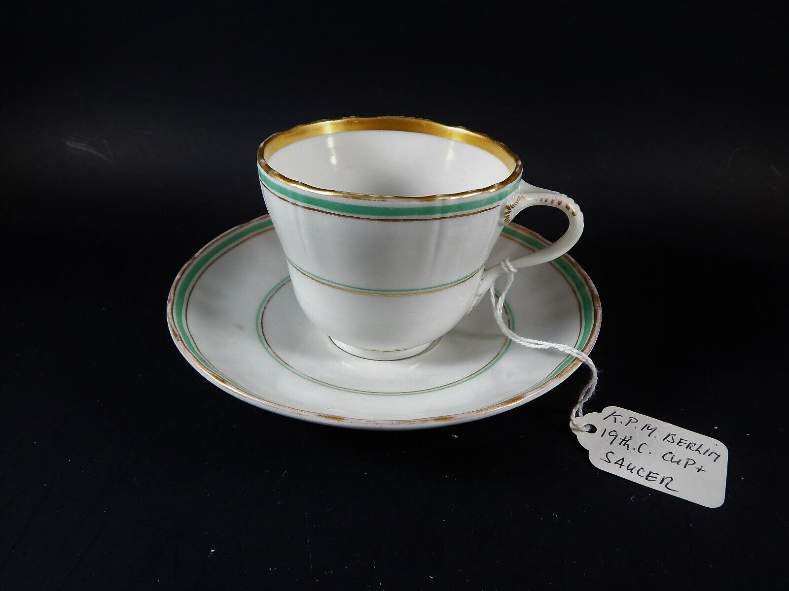 Antique 19th  KPM Berlin Porcelain Cup and Saucer Beautiful Handle 😺**SALE**😺