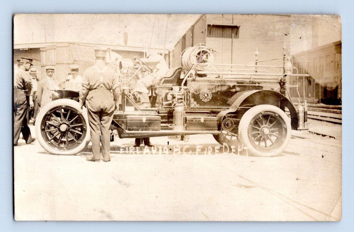 RPPC EARLY 1900'S. FIRE AUTO, BATTLE CREEK, MICH. POSTCARD RR18