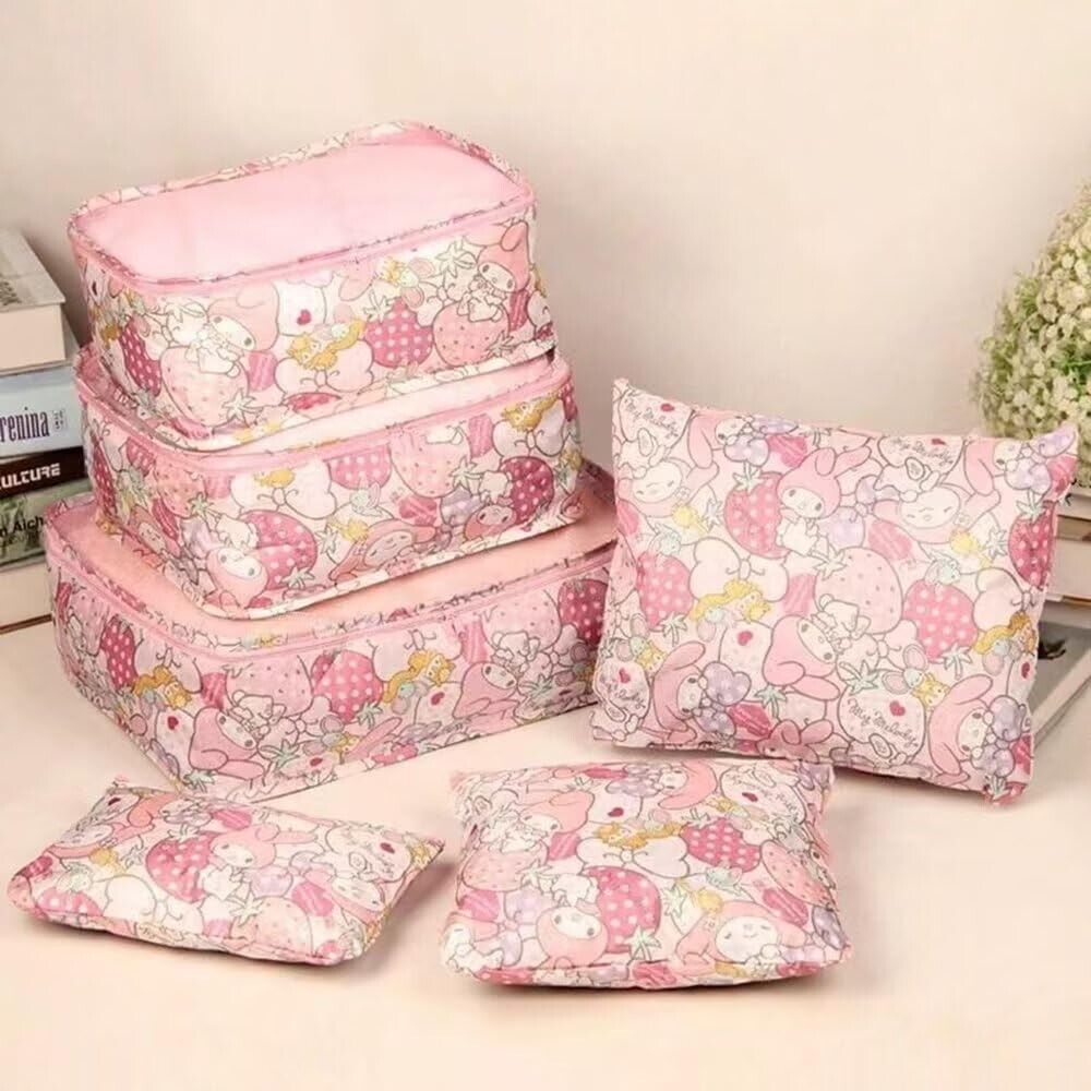 Sanrio My Melody Travel Pouch 6 Piece Set Pink NEW From JAPAN