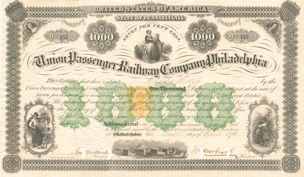Union Passenger Railway Co. of Philadelphia - Imprinted Revenues