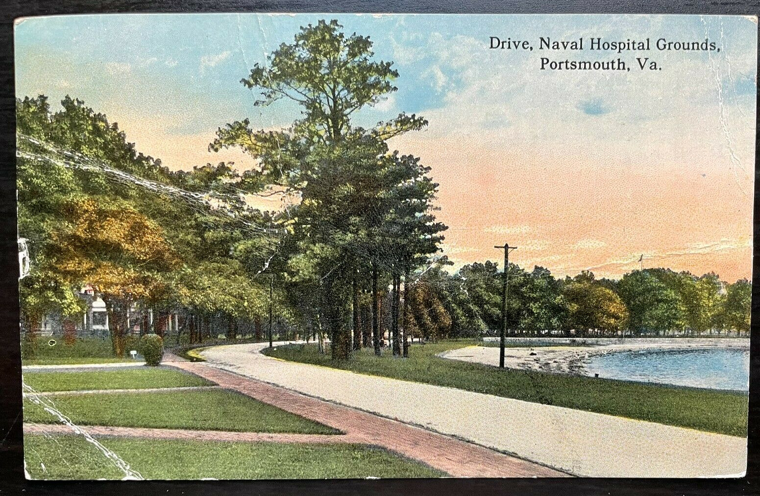 Vintage Postcard 1917 Naval Hospital Grounds, Portsmouth, VA