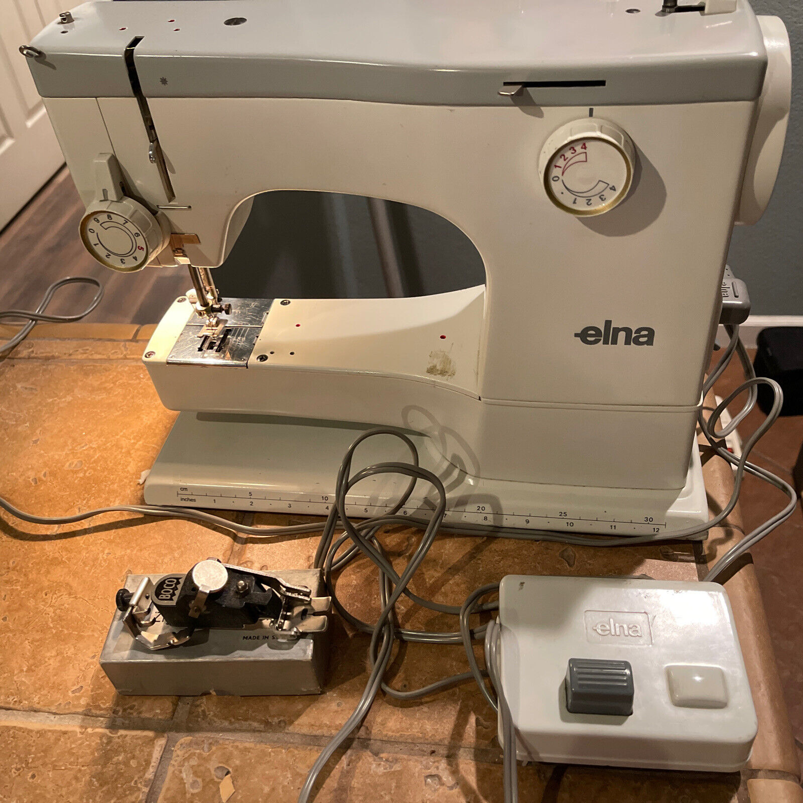 Rare Elna Sewing Machine Type 11C with Boco Zig Zag Attachment HTF